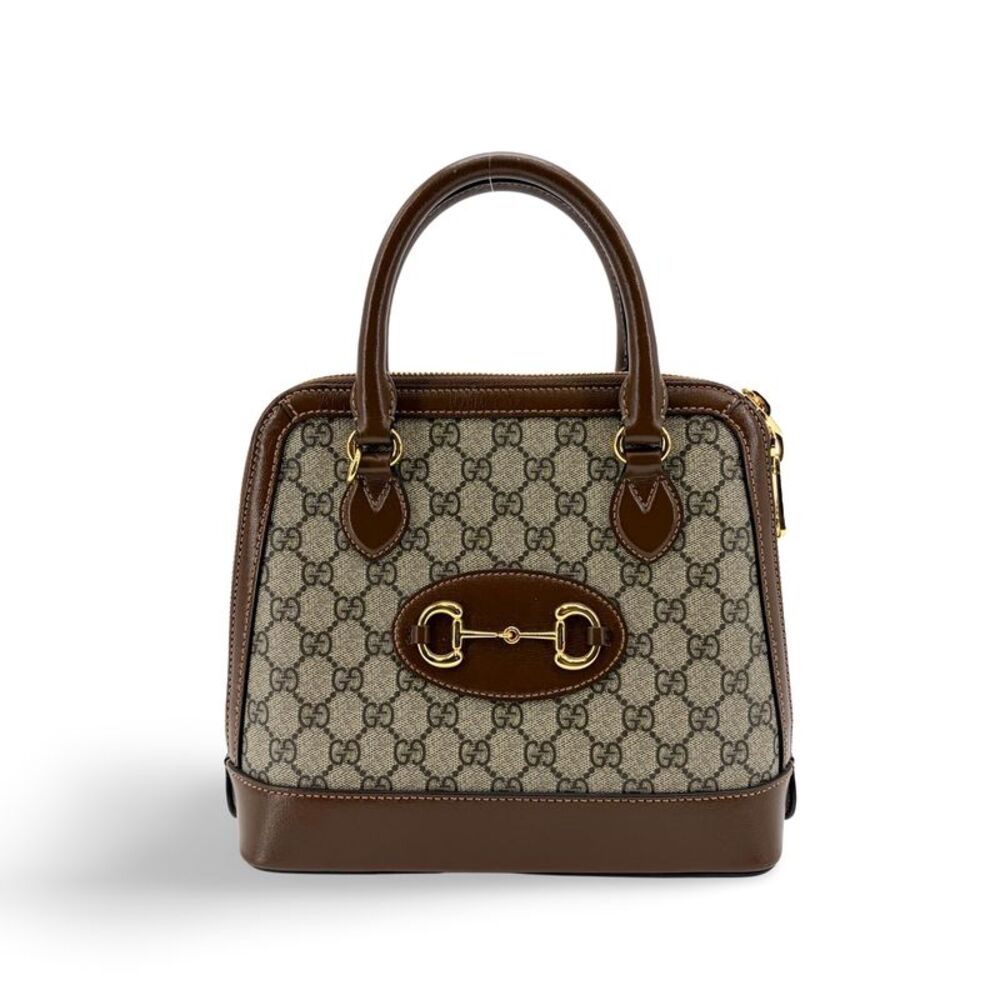 Gucci Horsebit 1955 Gg Canvas With Leather Brown Canvas Tote Bag Bag
